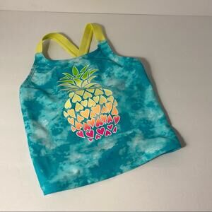 Blue Pineapple Hearts Tankini Top Girl's Size 6